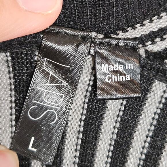 Lapis Womens Long Black White Accordian Pleated Boho Cardigan Sweater Size L - Picture 8 of 12